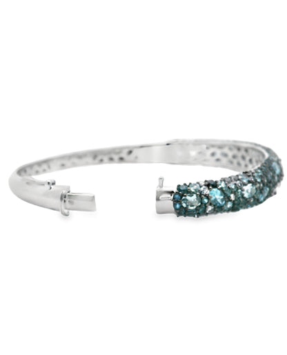 Allison Kaufman 14K White Gold Blue Topaz Bangle with Diamonds