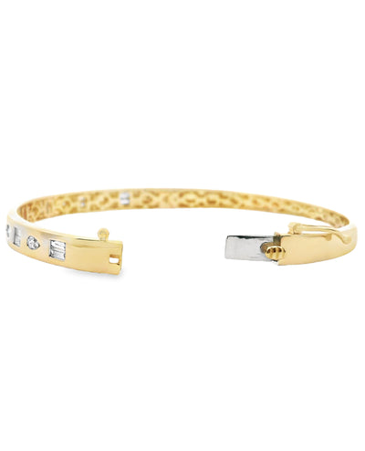 Allison Kaufman 14K Yellow Gold Geometric Bangle Bracelet with Diamonds