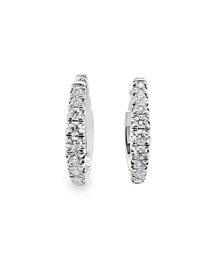 Allison Kaufman 14K White Gold Oval Hoop Earrings with Diamonds