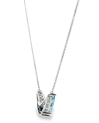 Allison Kaufman 14K White Gold Blue Topaz Necklace