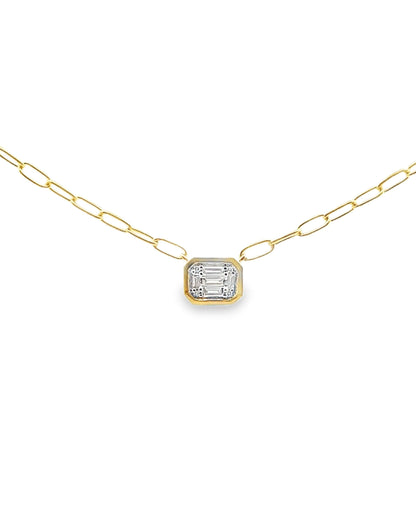 Allison Kaufman 14K Yellow Gold Paperclip Chain Necklace with Diamond Pendant