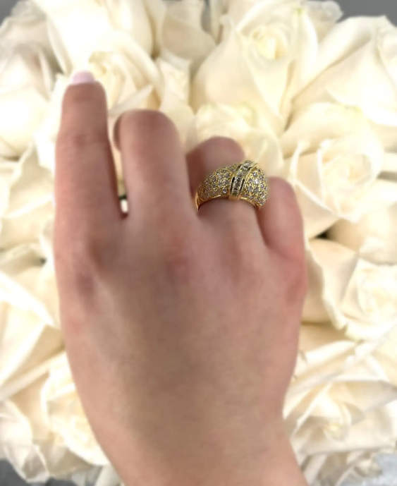 Vintage Dome Ring with Diamonds 2.65 Carats in 18K Yellow Gold