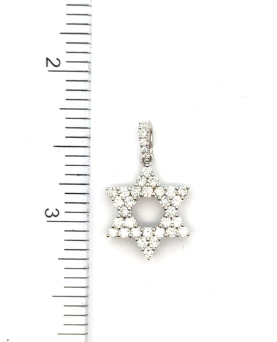 18K White Gold Star Of David 0.83 Carat Diamond Pendant