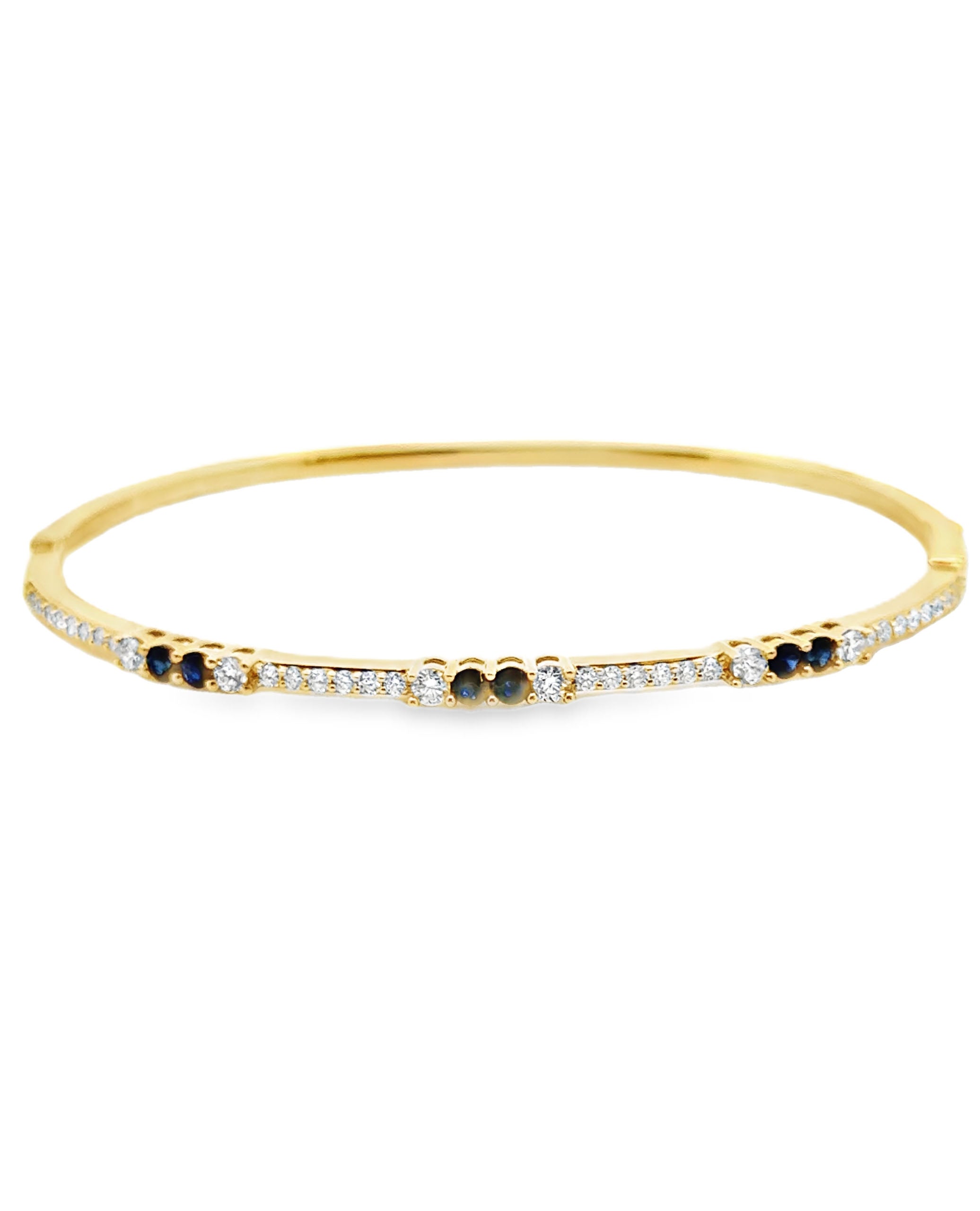 18K Yellow Gold Diamond & Sapphire Bangle
