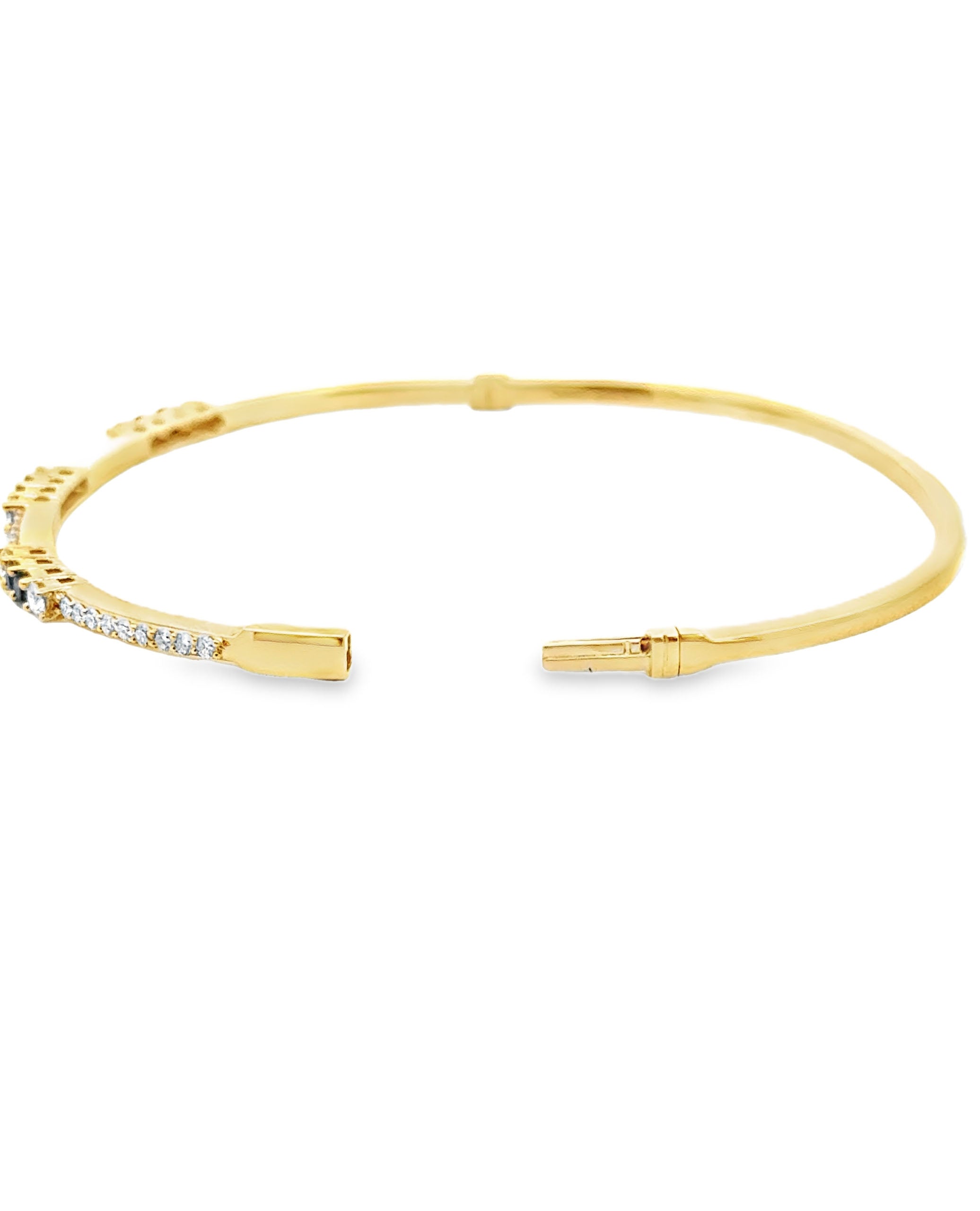 18K Yellow Gold Diamond & Sapphire Bangle