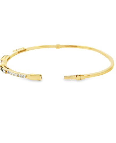 18K Yellow Gold Diamond & Sapphire Bangle
