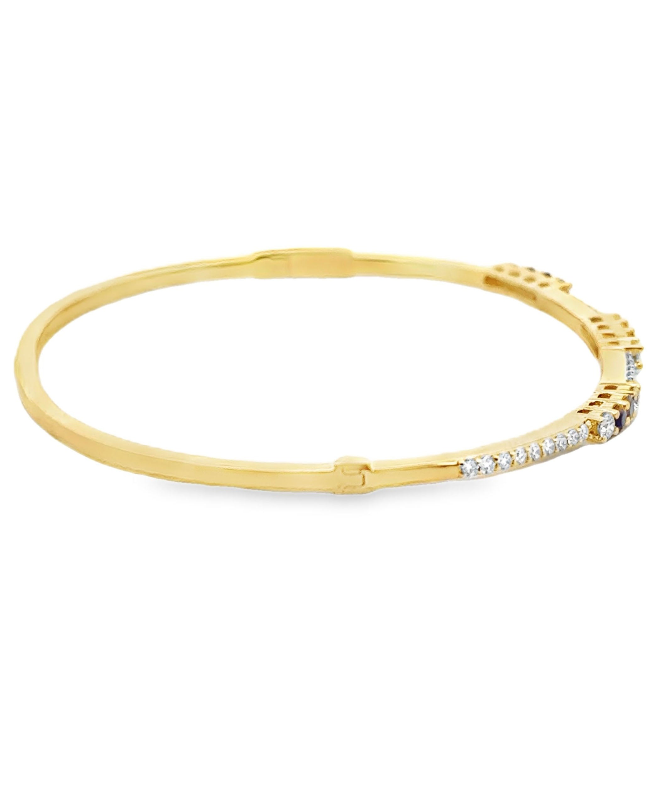 18K Yellow Gold Diamond & Sapphire Bangle