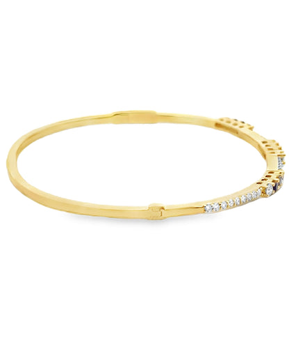 18K Yellow Gold Diamond & Sapphire Bangle