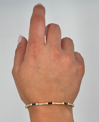 18K Yellow Gold Diamond & Sapphire Bangle