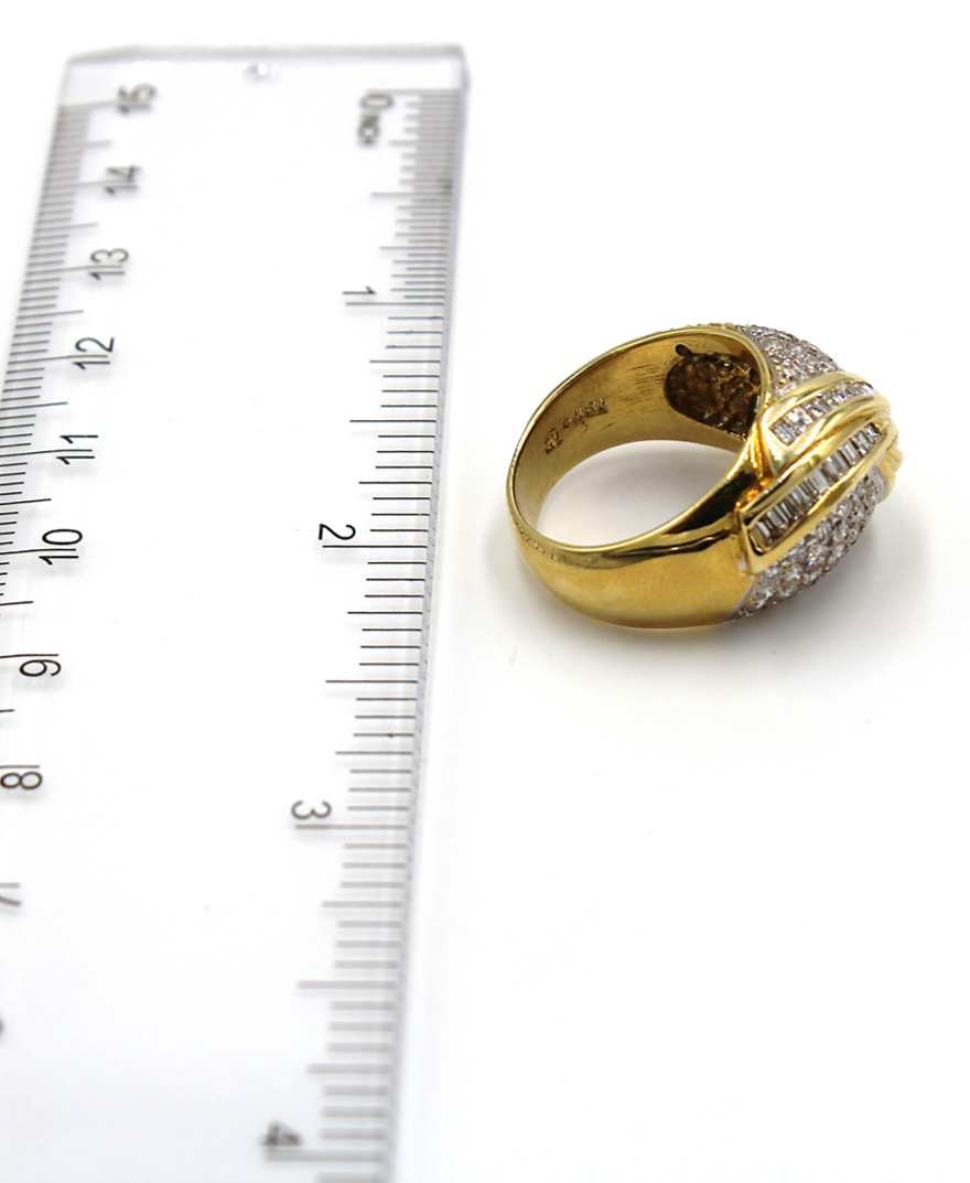 Vintage 2.15 Carat Diamond Swirl Dome Ring in 18K Gold