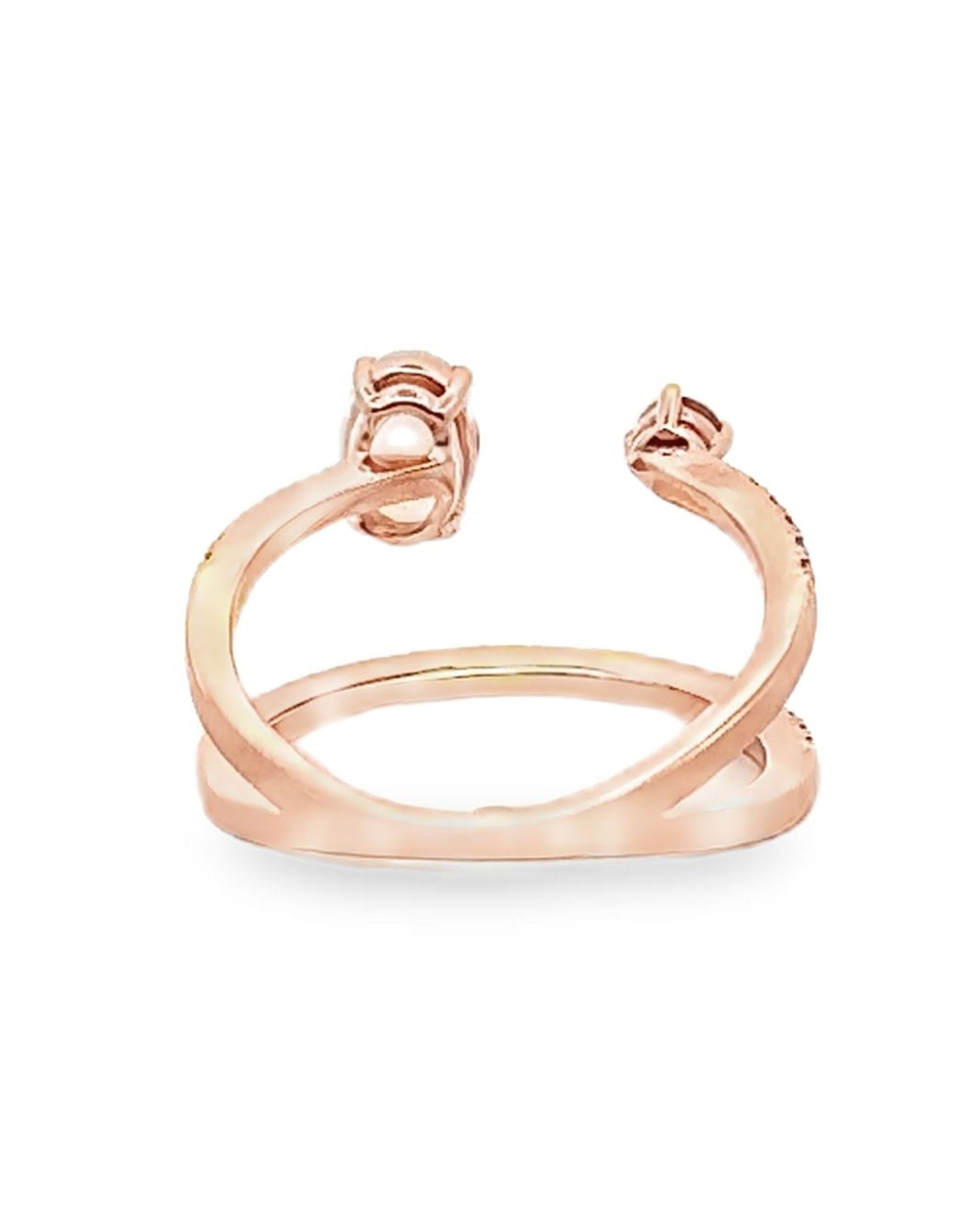 Oval Ruby and Opal Asymmetric Bypass Ring in 14K Rose Gold with Diamonds