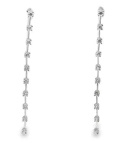 14K White Gold Diamond Linear Stilleto Earrings