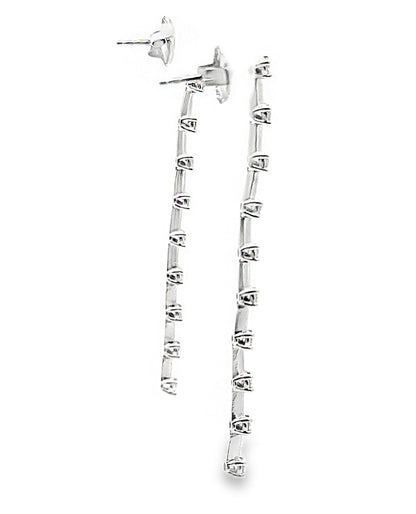14K White Gold Diamond Linear Stilleto Earrings