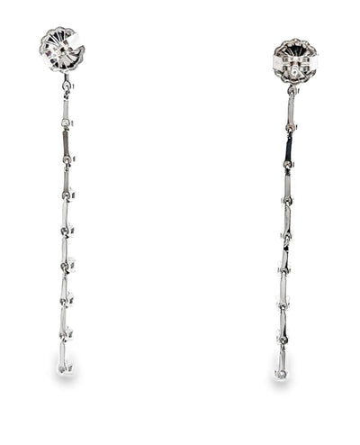 14K White Gold Diamond Linear Stiletto Earrings with Post Pushback Closures