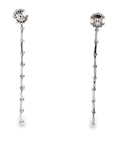 14K White Gold Diamond Linear Stilleto Earrings