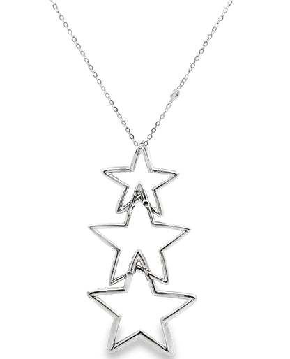 14K White Gold Three Star Diamond Necklace 2.40 Carats