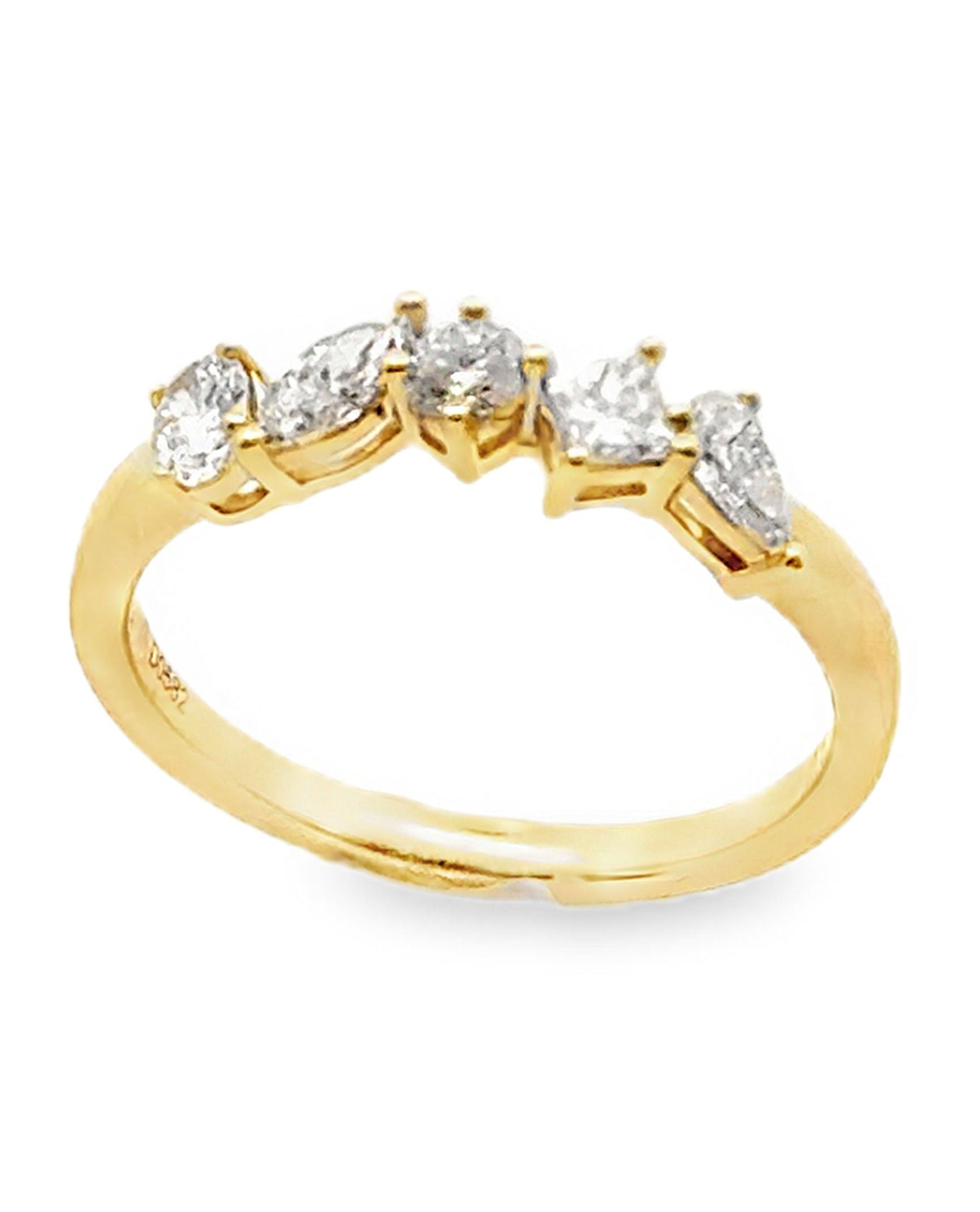 18K Yellow Gold Ring with Fancy Shaped Diamonds