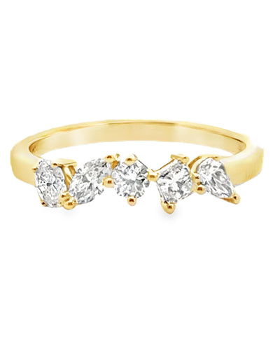 18K Yellow Gold Ring with Fancy Shaped Diamonds