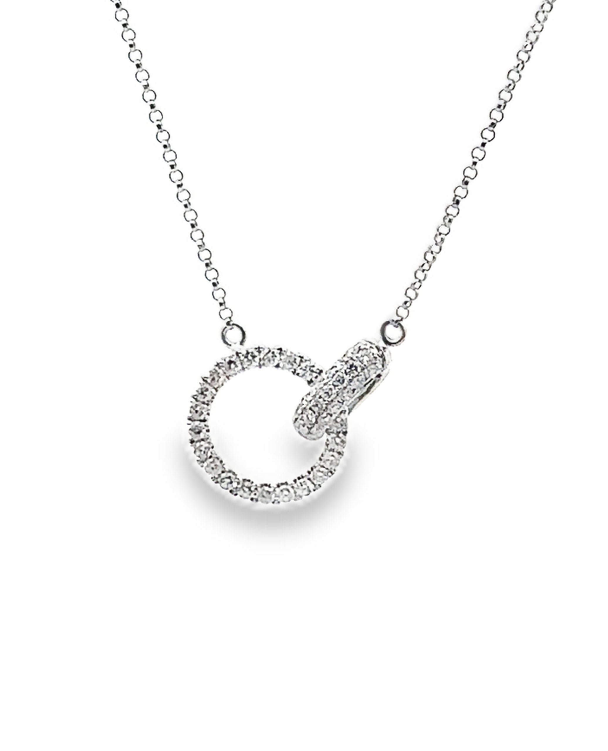 18K White Gold Interlocking Diamond Necklace