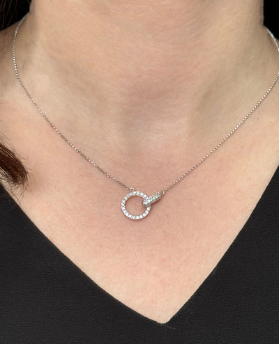 18K White Gold Interlocking Diamond Necklace