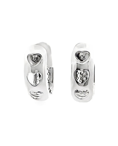 18K White Gold Oval Shaped Diamond Huggie Earrings