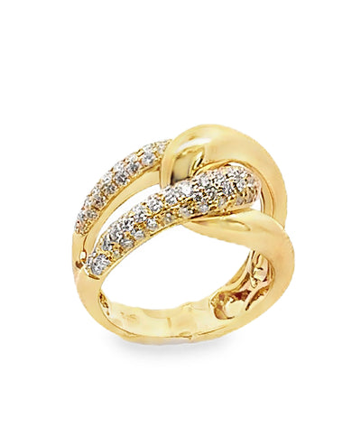 Interlocking 0.97 Carat Diamond Ring with High Polish in 18K Yellow Gold