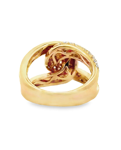 Interlocking Diamond Ring with High Polish in 18K Yellow Gold