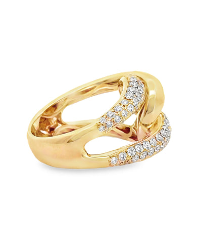 Interlocking 0.97 Carat Diamond Ring with High Polish in 18K Yellow Gold