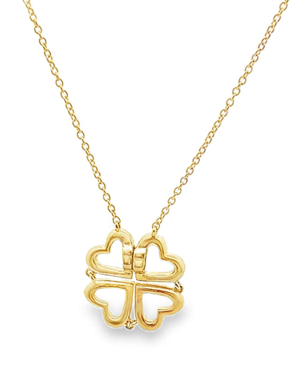18K Yellow Gold Convertible Four Heart Diamond Necklace