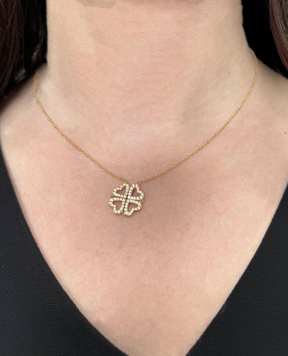 18K Yellow Gold Convertible Four Heart Diamond Necklace