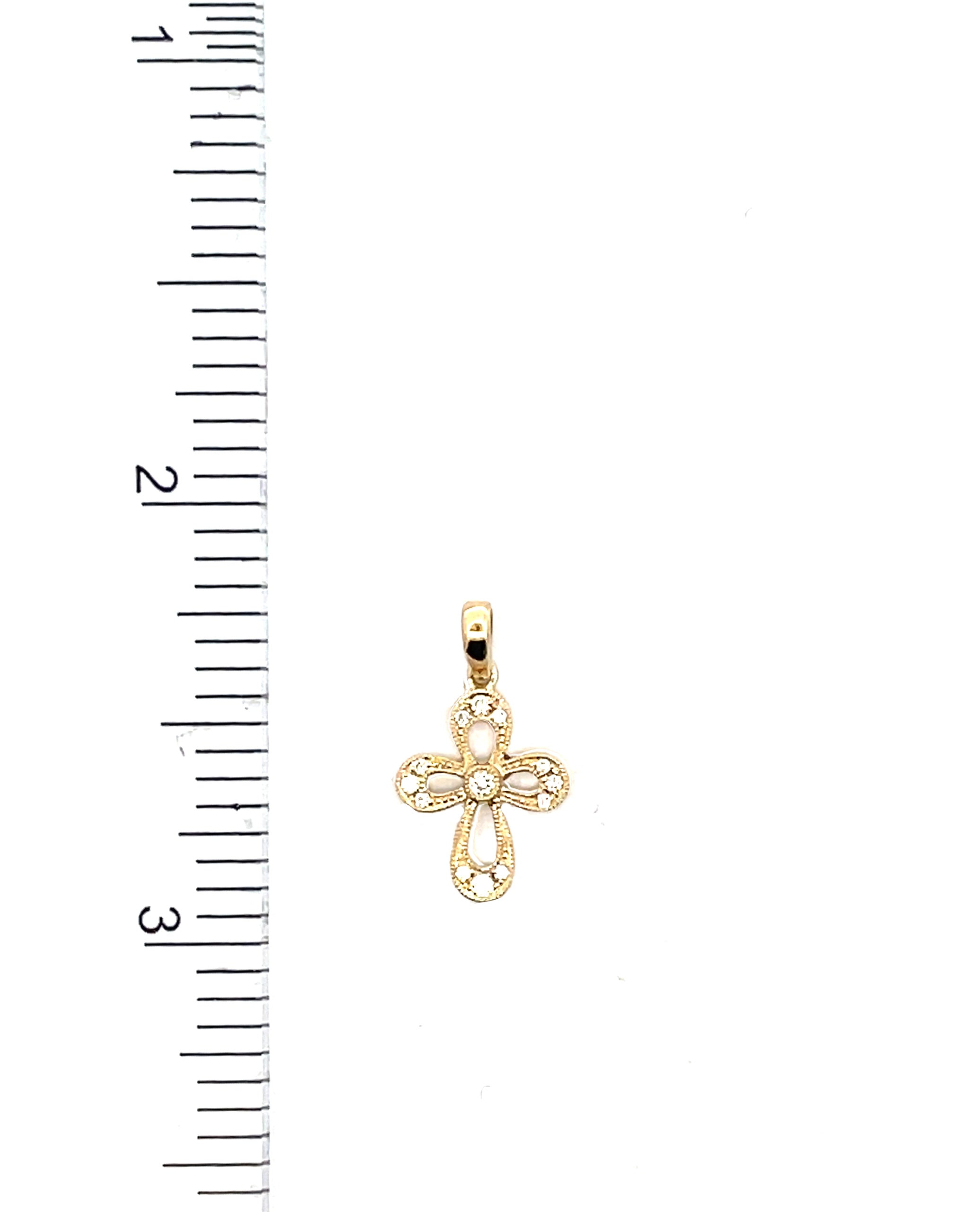 14K Yellow Gold Small Diamond Cross Pendant