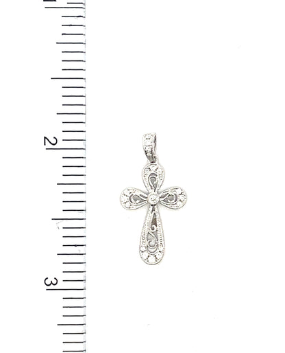 14K White Gold Diamond Cross Pendant