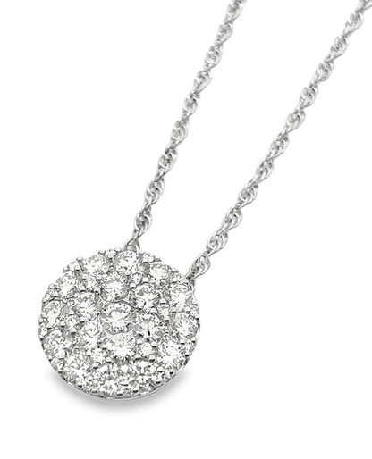 Allison Kaufman 14K White Gold Circular Pendant Necklace with Diamonds 1.00 Carat