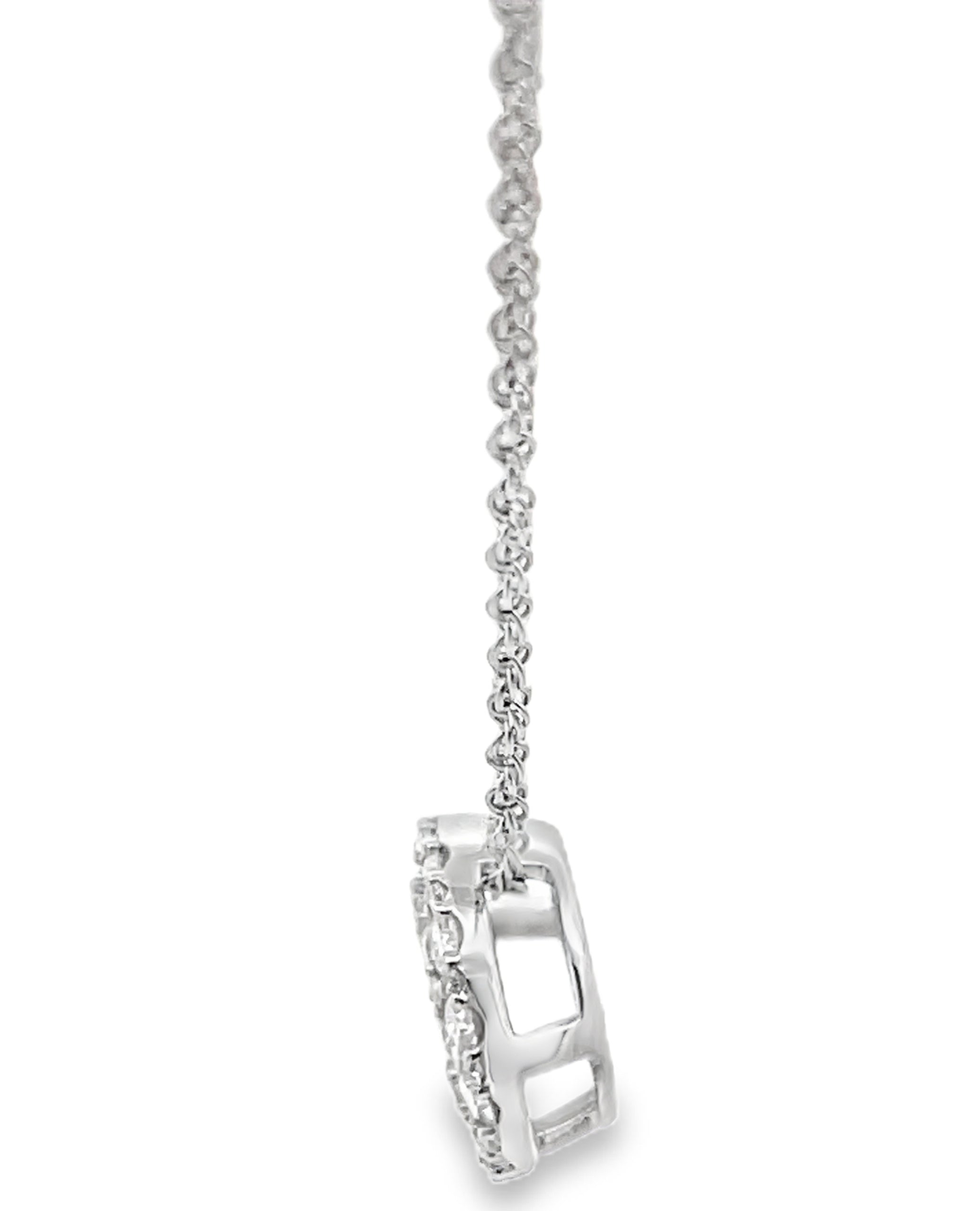 Allison Kaufman 14K White Gold Circular Pendant Necklace with Diamonds 1.00 Carat