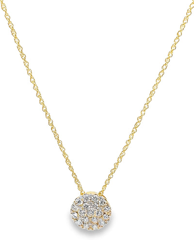Allison Kaufman 14K Yellow Gold Diamond Circle Pendant Necklace 1.00 Carats