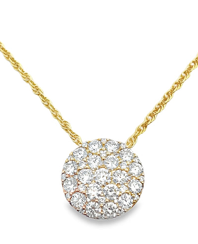 Allison Kaufman 14K Yellow Gold Diamond Circle Pendant Necklace 1.00 Carats