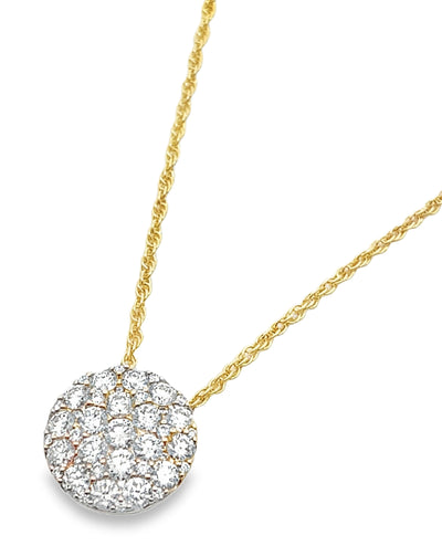 Allison Kaufman 14K Yellow Gold Diamond Circle Pendant Necklace 1.00 Carats