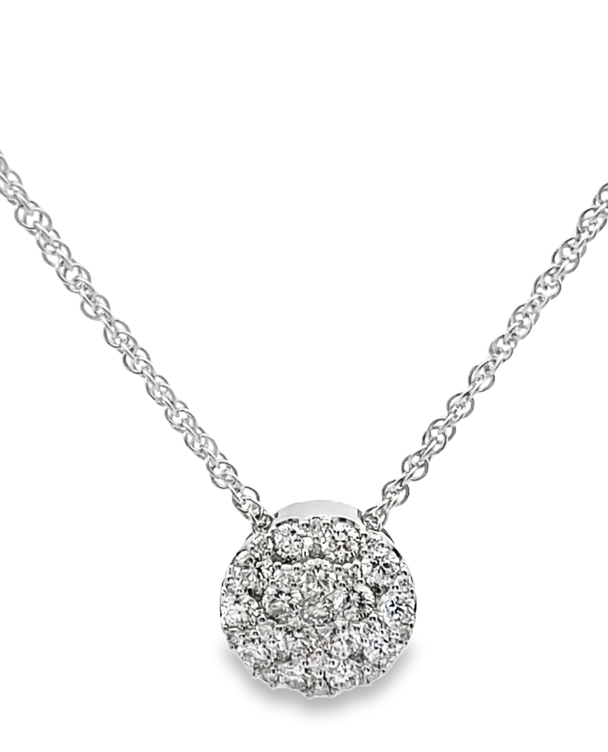 Allison Kaufman 14K White Gold Diamond Circular Pendant Necklace 0.50 Carats
