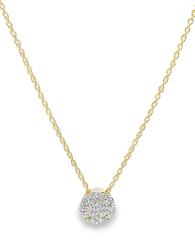 Allison Kaufman 14K Yellow Gold Diamond Circle Pendant Necklace 0.50 Carats