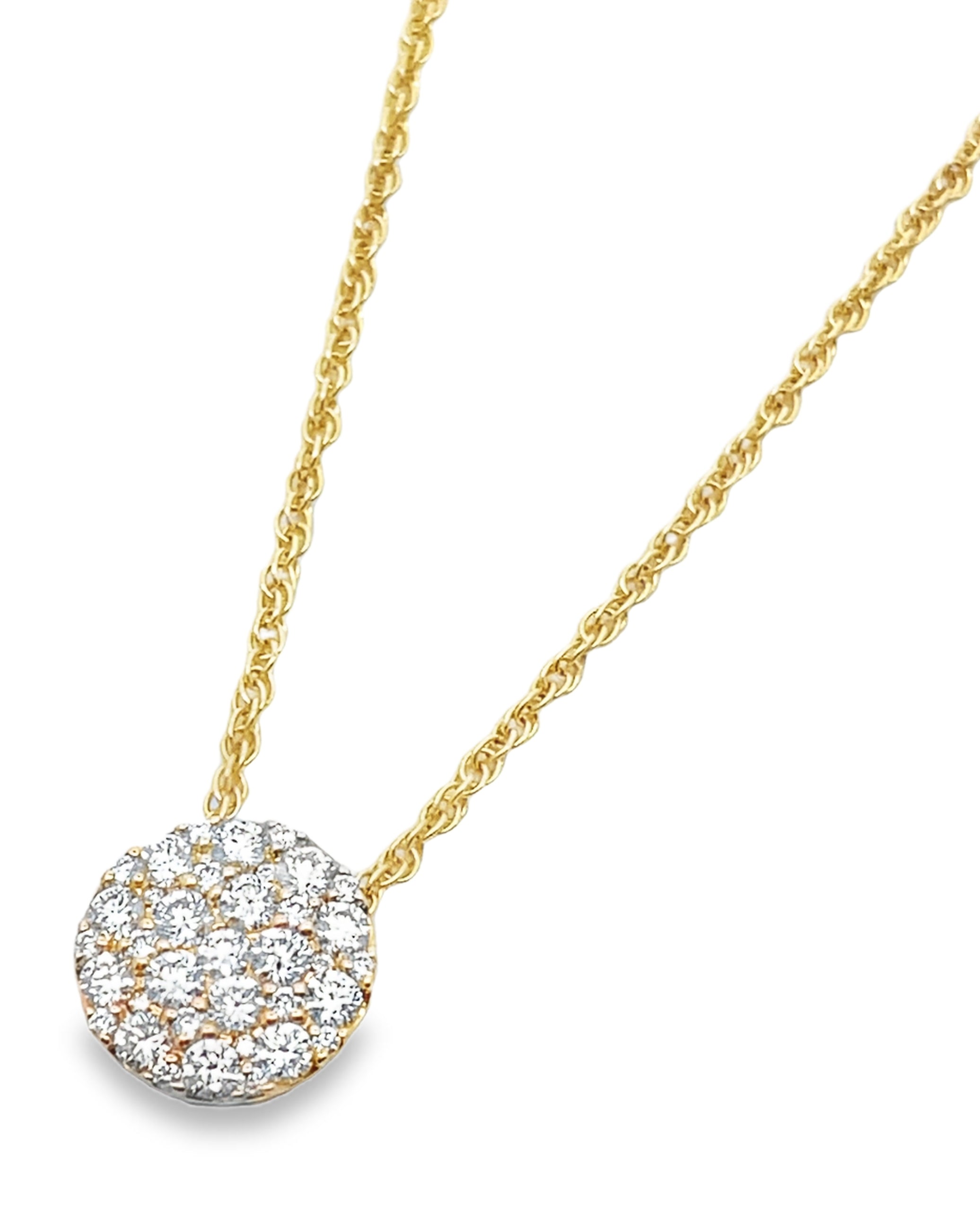 Allison Kaufman 14K Yellow Gold Diamond Circle Pendant Necklace 0.50 Carats