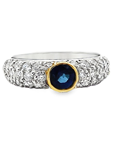 Sapphire Ring with 1.00 Carat of Diamonds Set in White Gold