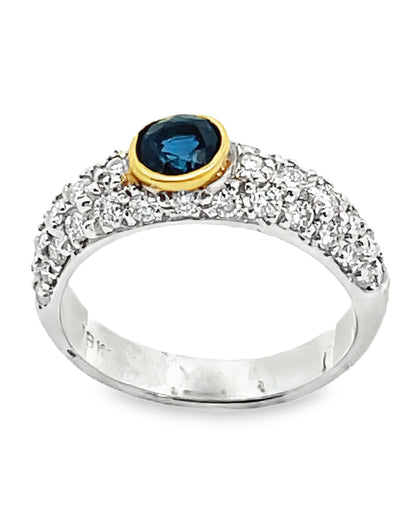 Sapphire Ring with 1.00 Carat of Diamonds Set in White Gold