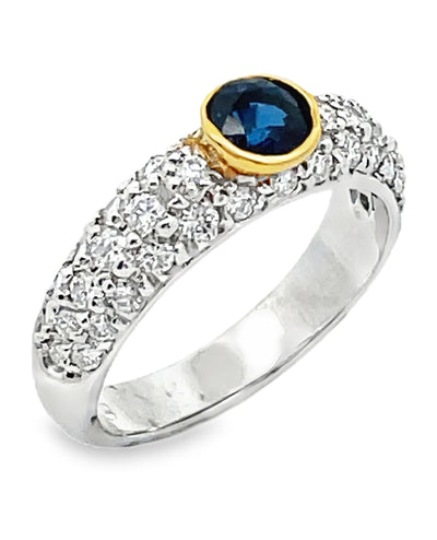 Sapphire Ring with 1.00 Carat of Diamonds Set in White Gold