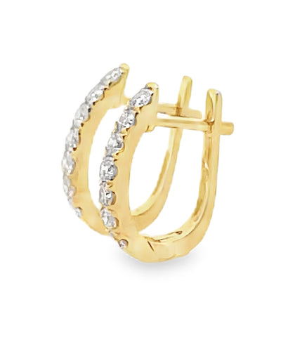 18K Yellow Gold Huggie Hoop Diamond Earrings