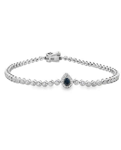 18K White Gold Sapphire and Diamond Tennis Bracelet