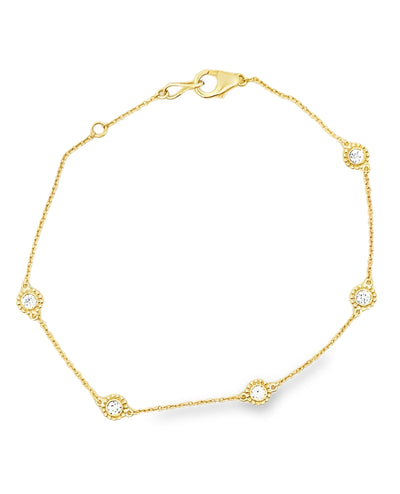 14K Yellow Gold 5 Station Diamond Bracelet
