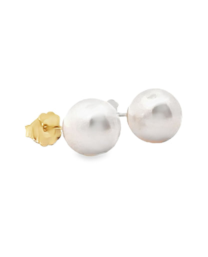 14K Yellow Gold 8.5mm Akoya Pearl Stud Earrings with Pushbacks