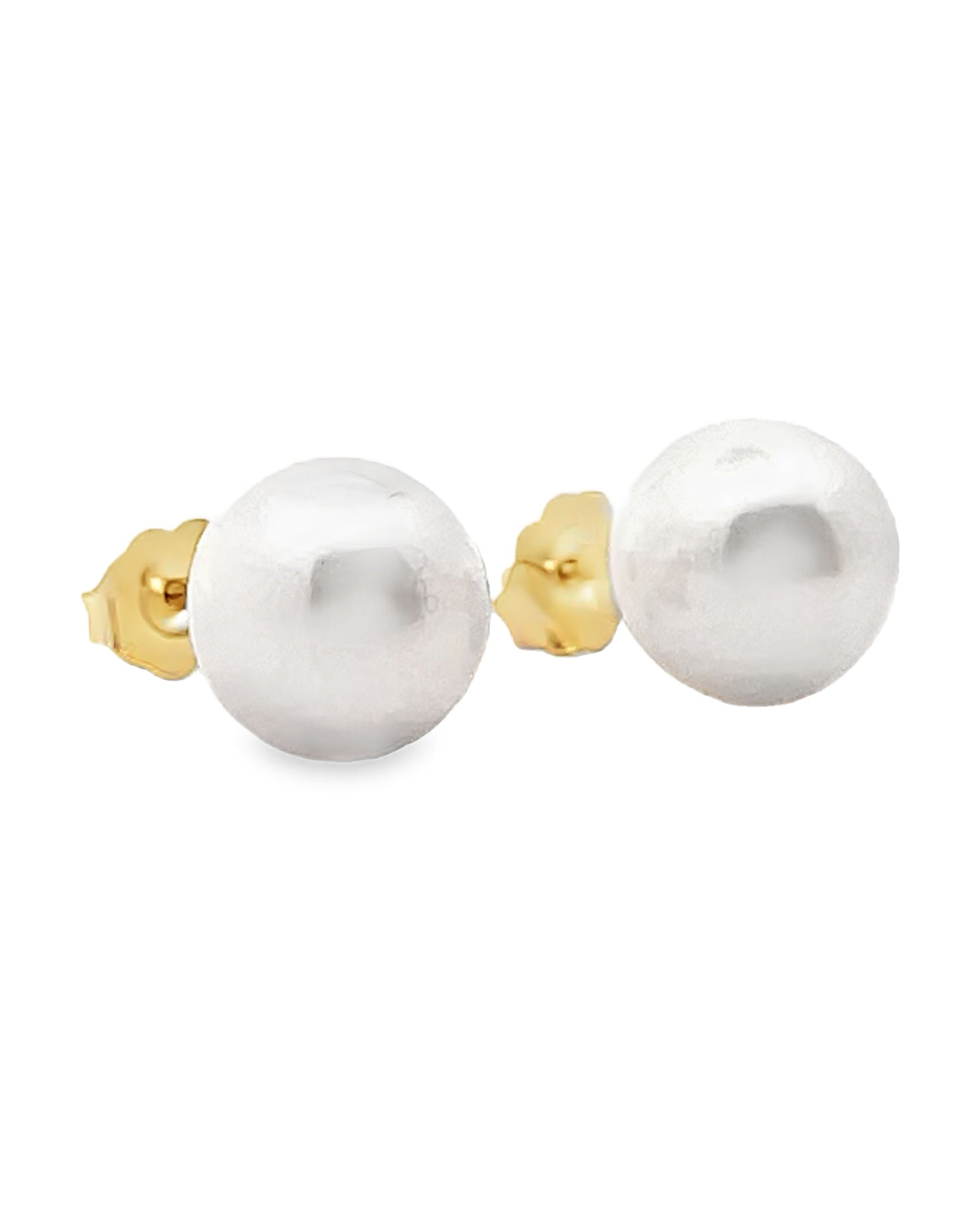 14K Yellow Gold 9.5mm Akoya Pearl Stud Earrings with Pushbacks