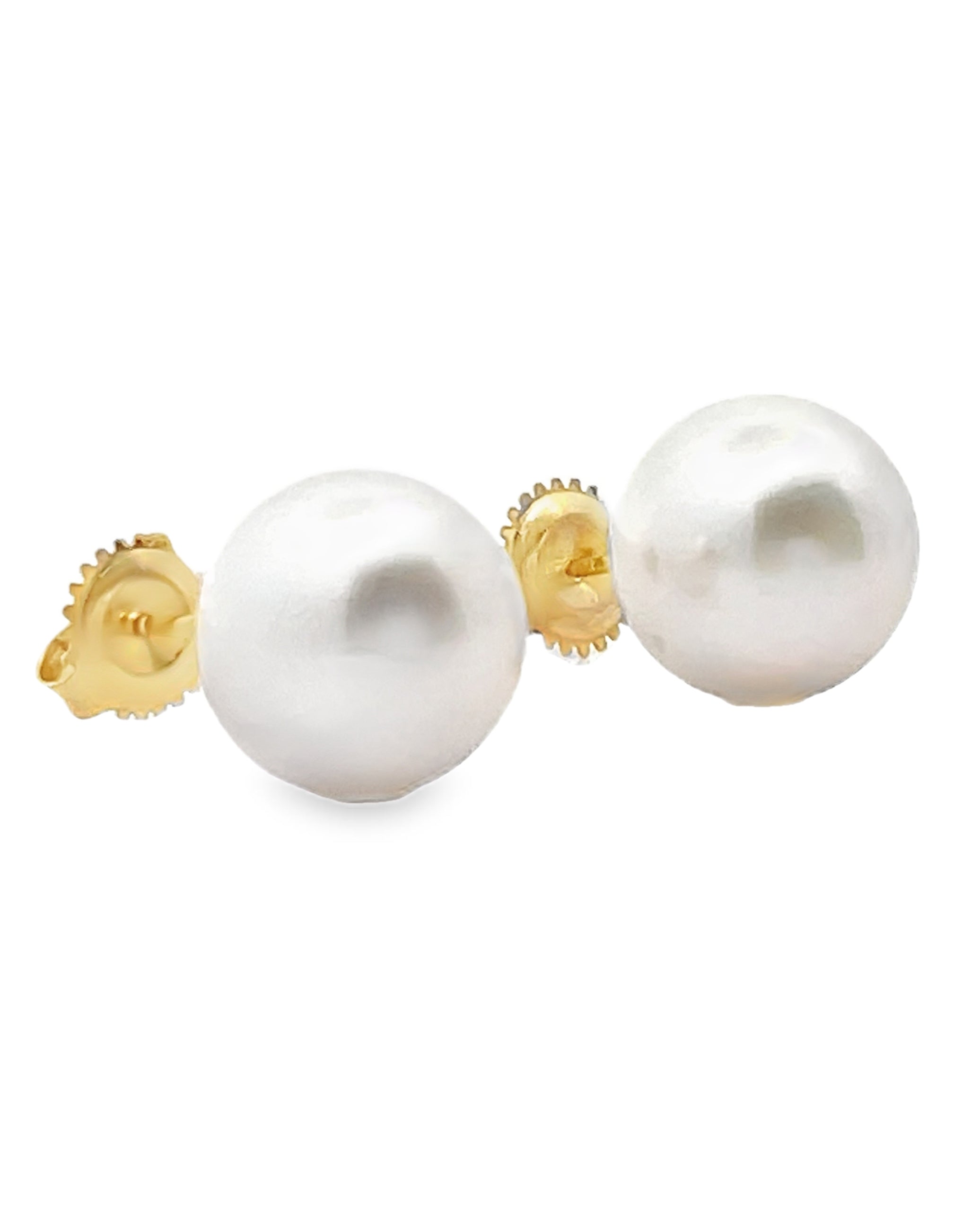 14K Yellow Gold 11mm South Sea Pearl Stud Earrings with Pushbacks