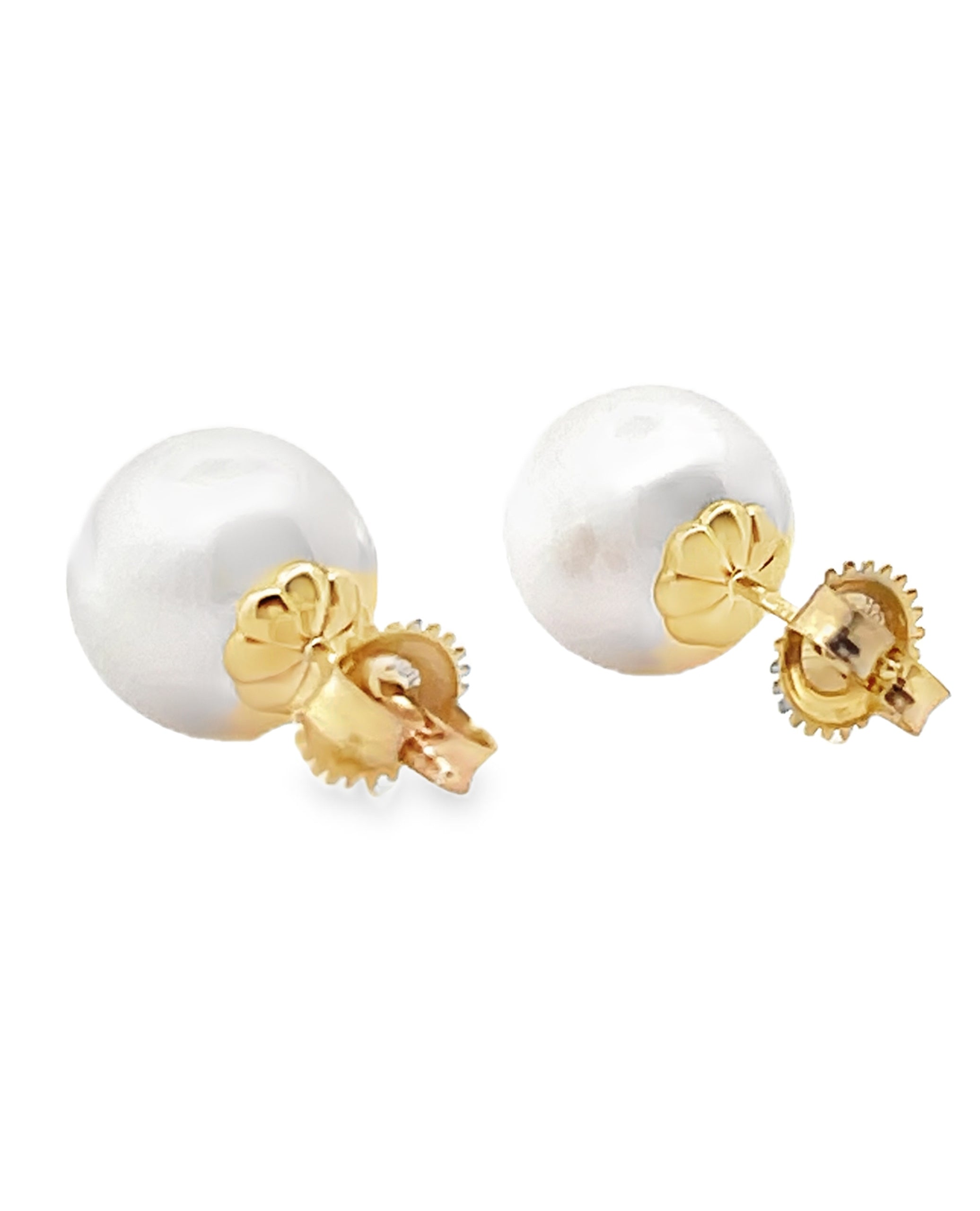 14K Yellow Gold 11mm South Sea Pearl Stud Earrings with Pushbacks